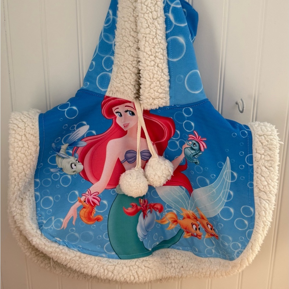 Little Mermaid Hooded poncho with Pom Poms
